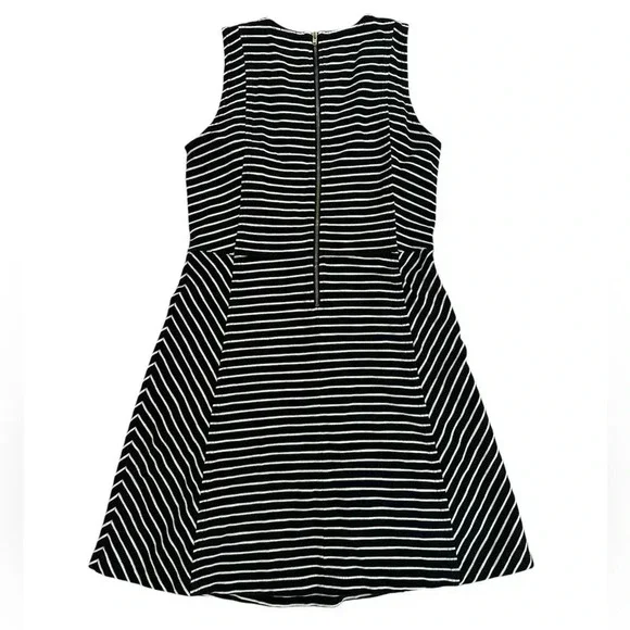 J. Crew Womens Fit Flare Dress Striped Back Zip Cotton Black White Size 8 EUC - Picture 4 of 6